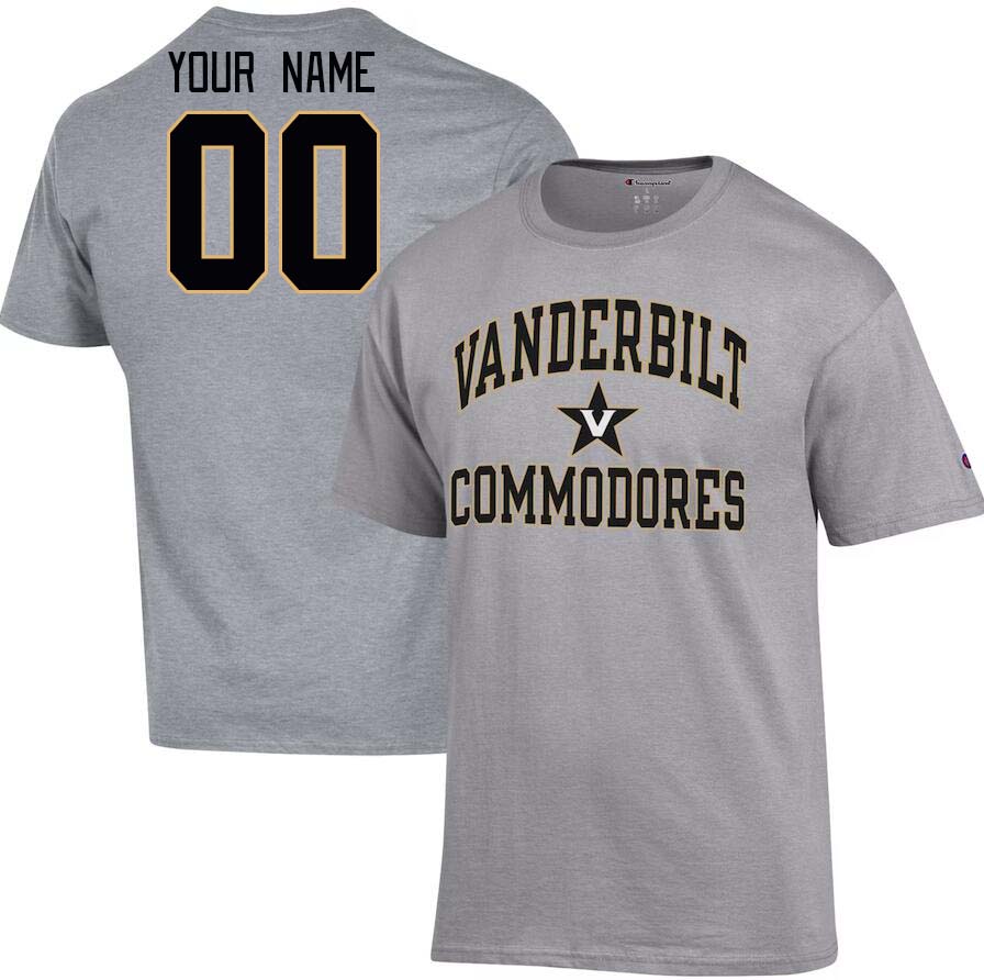 Custom Vanderbilt Commodores Name And Number Tshirt-Gray